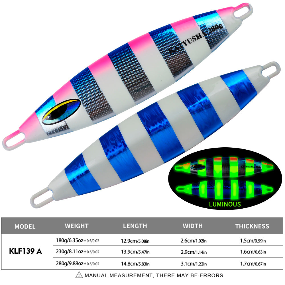KATUYSHA 180-230-280g Long Throw Metal Lure Seawater Jigging Lure Boat Fishing Bait Glowing Sea Fishing Lure