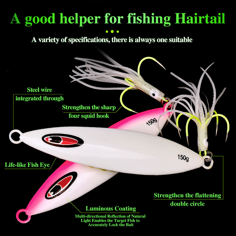 KATUYSHA 80g-100g-300gGlowing Sea Fishing Lure Long Throw Metal Lure Boat Fishing Bait Seawater Jigging Lure
