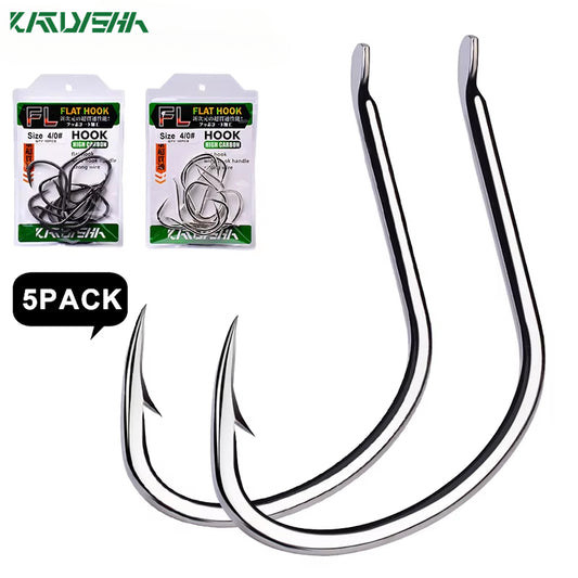 KATUYSHA 50Pcs Jig Hooks 1/0-2/0-3/0-4/0# High Carbon Fishing Hooks Steel Sea Pike Fishhooks Single Jigging Hooks Slow Pitch