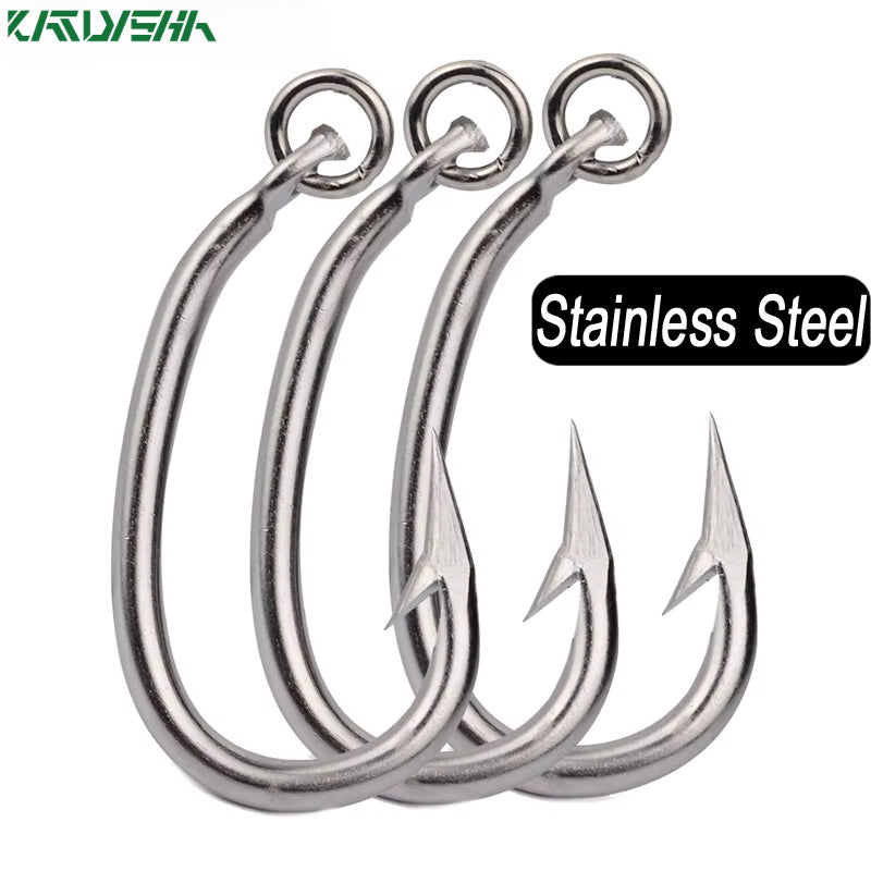KATUYSHA 20Pcs Saltwater Fishing Hooks Tuna Hooks 10/0-11/0-12/0-13/0-14/0-15/0-16/0# Stainless Steel Fishhooks Jigging Hooks