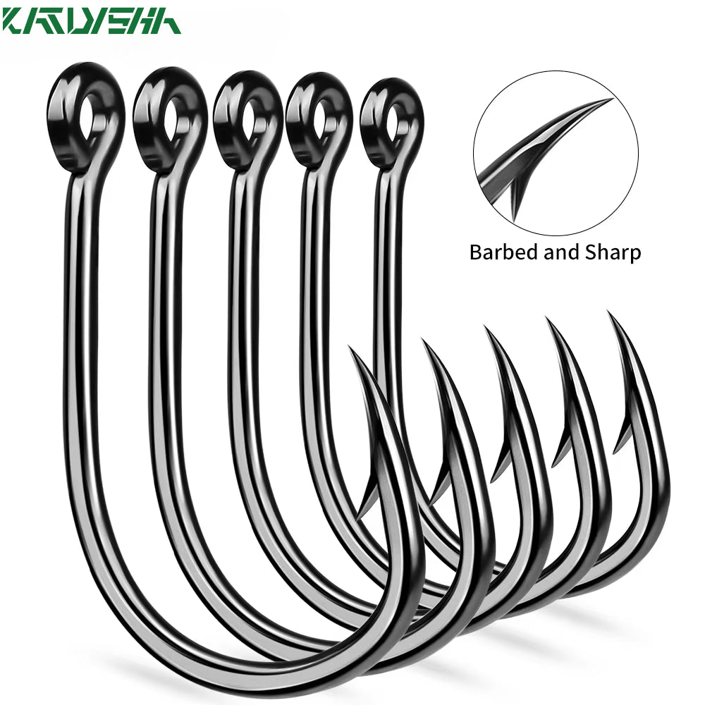 KATUYSHA 50Pcs Wholesale Jig Fishing Hooks - Deep Sea Jigging Barbed High Carbon Steel