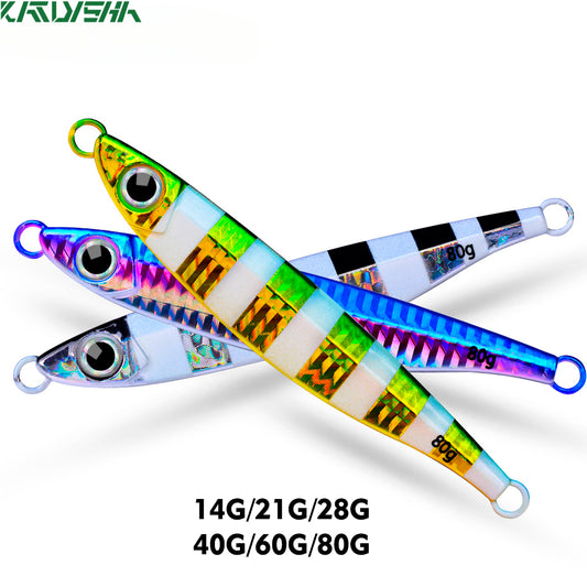 KATUYSHA 1PC Drag Metal Jig Spoon 14-80g Trolling Jigging Fish Sea Bass Hard Bait Fast Sinking Fishing Lure Wobbler Lure