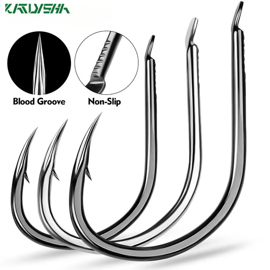 KATUYSHA 1Pcs/lot High Carbon Steel Jig Fishing Hook - Corrosion-Resistant Barbed for Wholesale