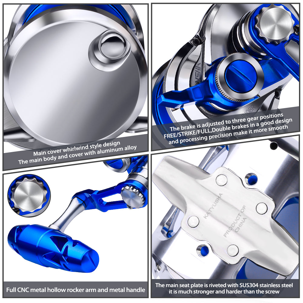 KATUYSHA JN08-JN10 Series Jigging Reels - 40KG/25KG Max Drag Fishing Reels for Trolling