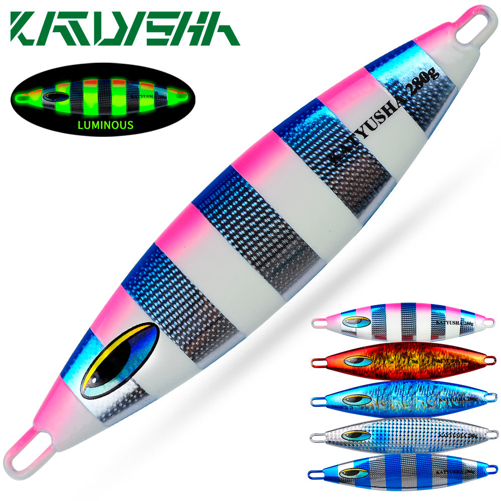 KATUYSHA 180-230-280g Long Throw Metal Lure Seawater Jigging Lure Boat Fishing Bait Glowing Sea Fishing Lure