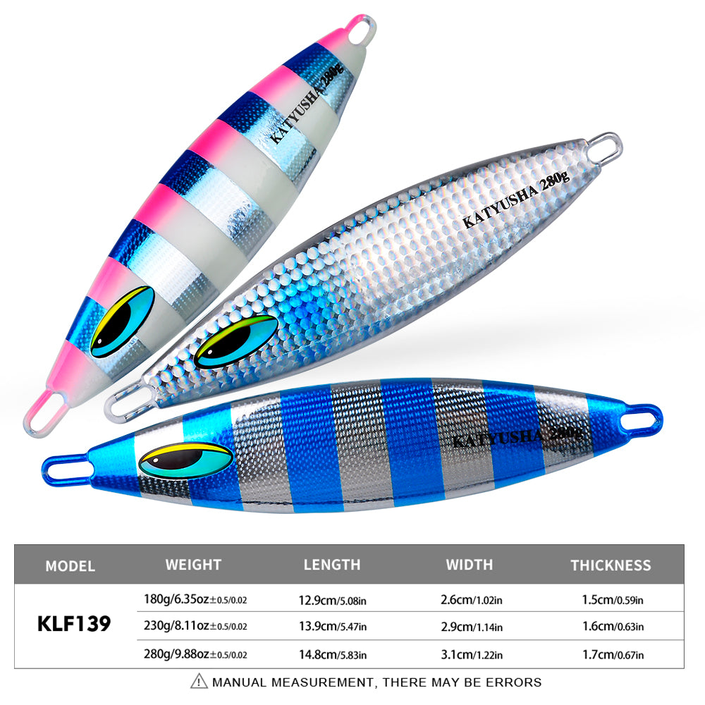KATUYSHA 180-230-280g Long Throw Metal Lure Seawater Jigging Lure Boat Fishing Bait Glowing Sea Fishing Lure