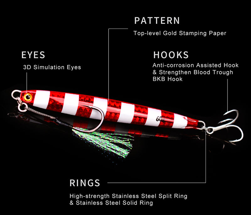 KATUYSHA 1PC Slow Cast Jigging Bait 10G-20G-30G-40G-60G-80GLong Metal Jig Fishing Lure Artificial Hard Bass Pike Fishing Tackle