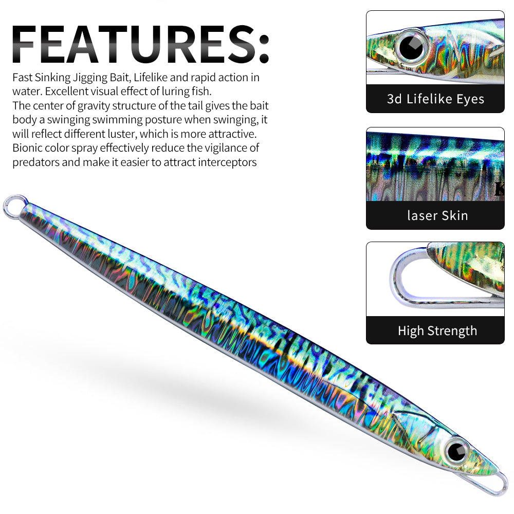 KATUYSHA 60-80-100-120-150-180g Long Throw Metal Lure Seawater Jigging Lure Boat Fishing Bait Glowing Sea Fishing Lure