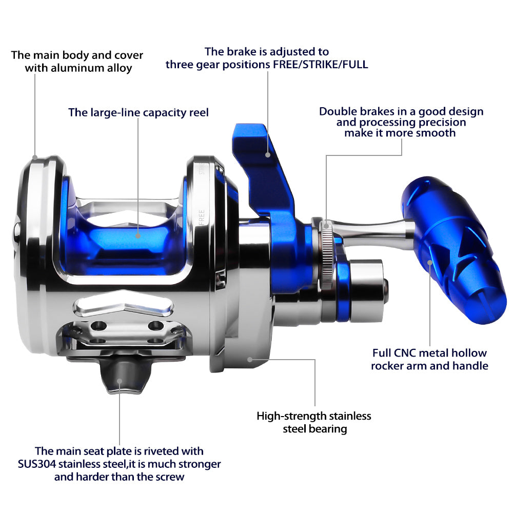KATUYSHA KJN600 Jigging Reel - 40KG Max Drag, Smooth Fishing Reel with PE Line, Ideal for Trolling Reels