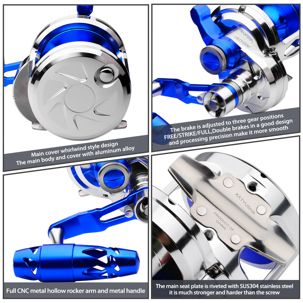 KATUYSHA KJN600 Jigging Reel - 40KG Max Drag, Smooth Fishing Reel with PE Line, Ideal for Trolling Reels