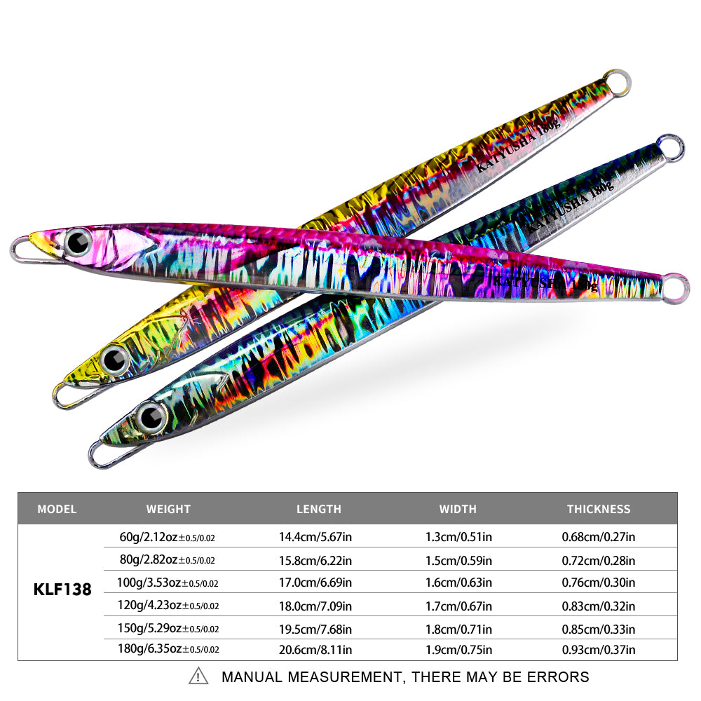 KATUYSHA 60-80-100-120-150-180g Long Throw Metal Lure Seawater Jigging Lure Boat Fishing Bait Glowing Sea Fishing Lure