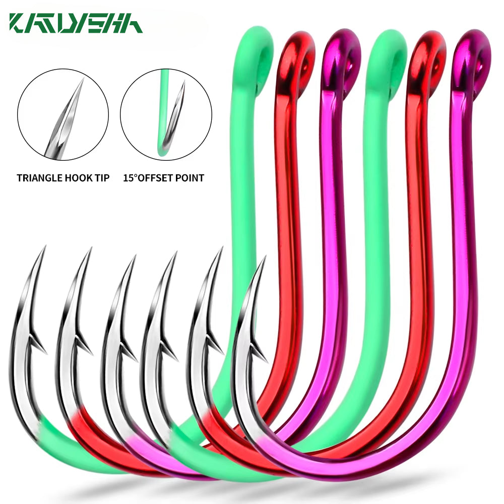 KATUYSHA Coral Reef Jig Fishing Hook - High Carbon Steel Barbed with Abrasion-Resistant Tip