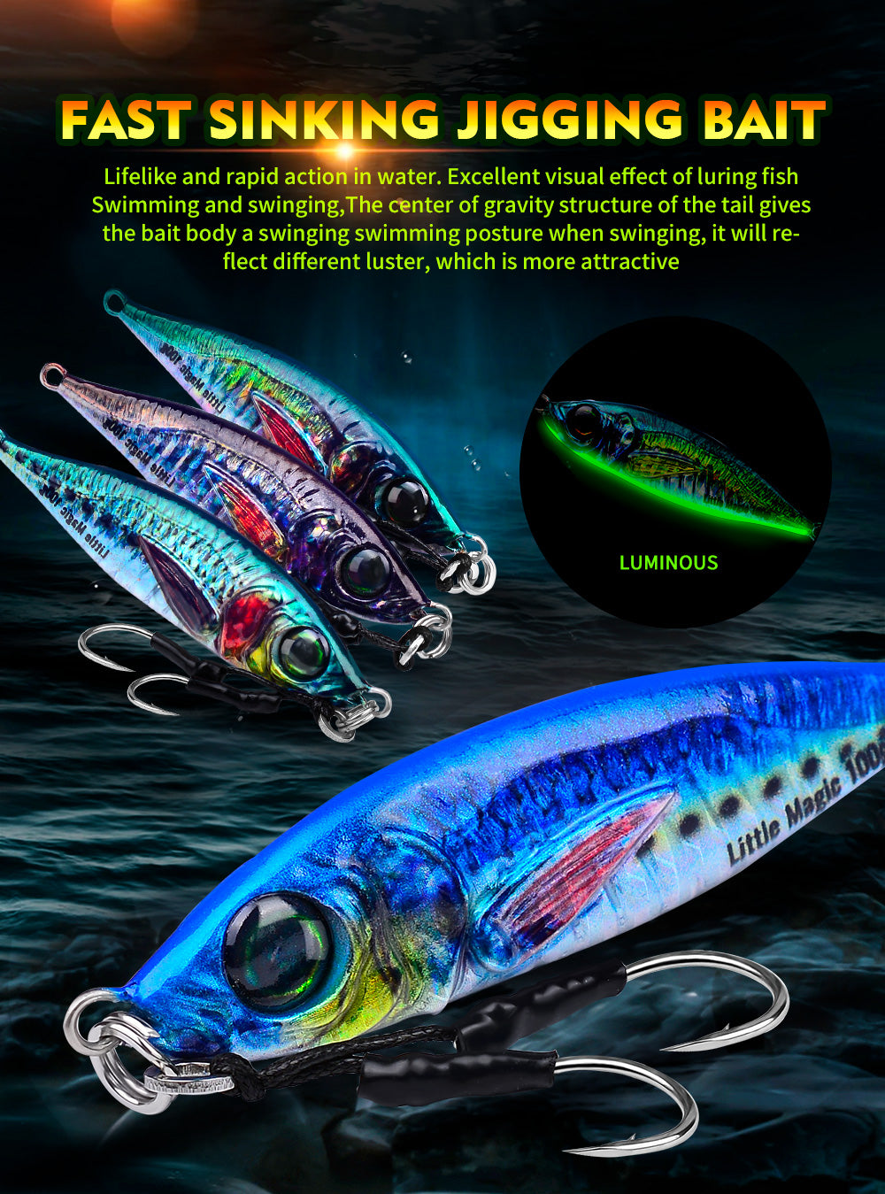 KATUYSHA 1PCS Sea Fishing Jigs Bait 80G-200G Metal Jigging Lure Artificial Hard Wobbler Sinking Fishing Isca Bass Fishing Tackle