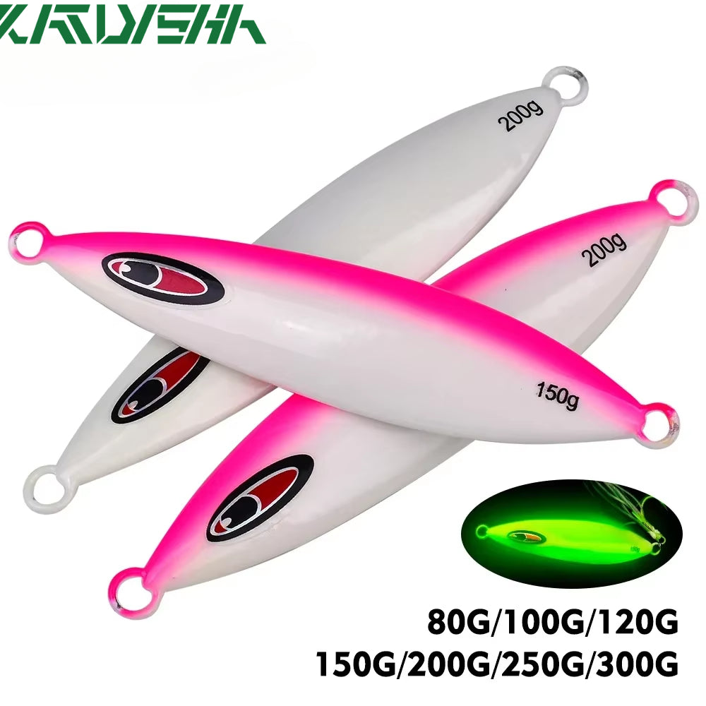 KATUYSHA 80g-100g-300gGlowing Sea Fishing Lure Long Throw Metal Lure Boat Fishing Bait Seawater Jigging Lure
