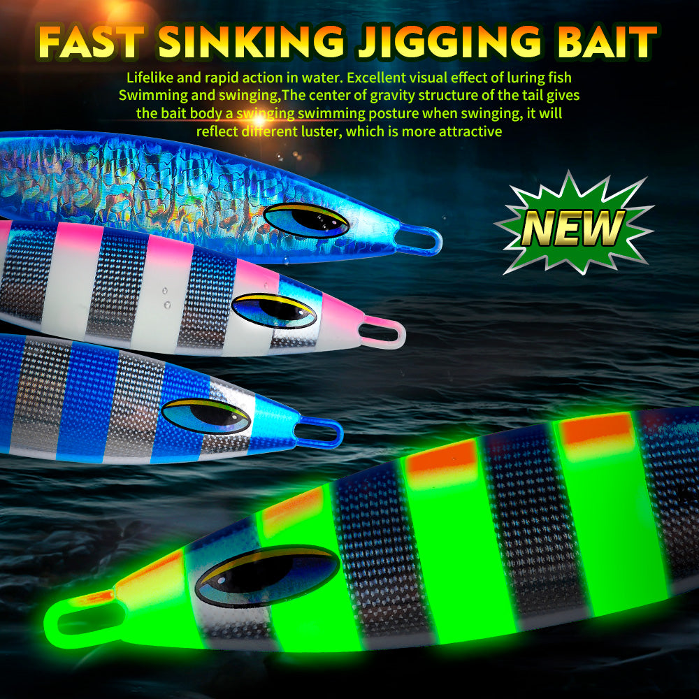 KATUYSHA 180-230-280g Long Throw Metal Lure Seawater Jigging Lure Boat Fishing Bait Glowing Sea Fishing Lure