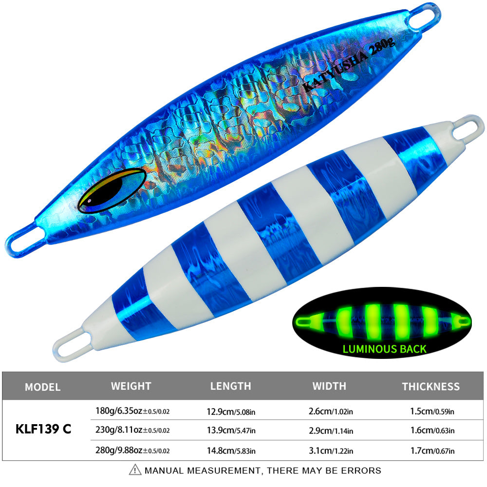 KATUYSHA 180-230-280g Long Throw Metal Lure Seawater Jigging Lure Boat Fishing Bait Glowing Sea Fishing Lure