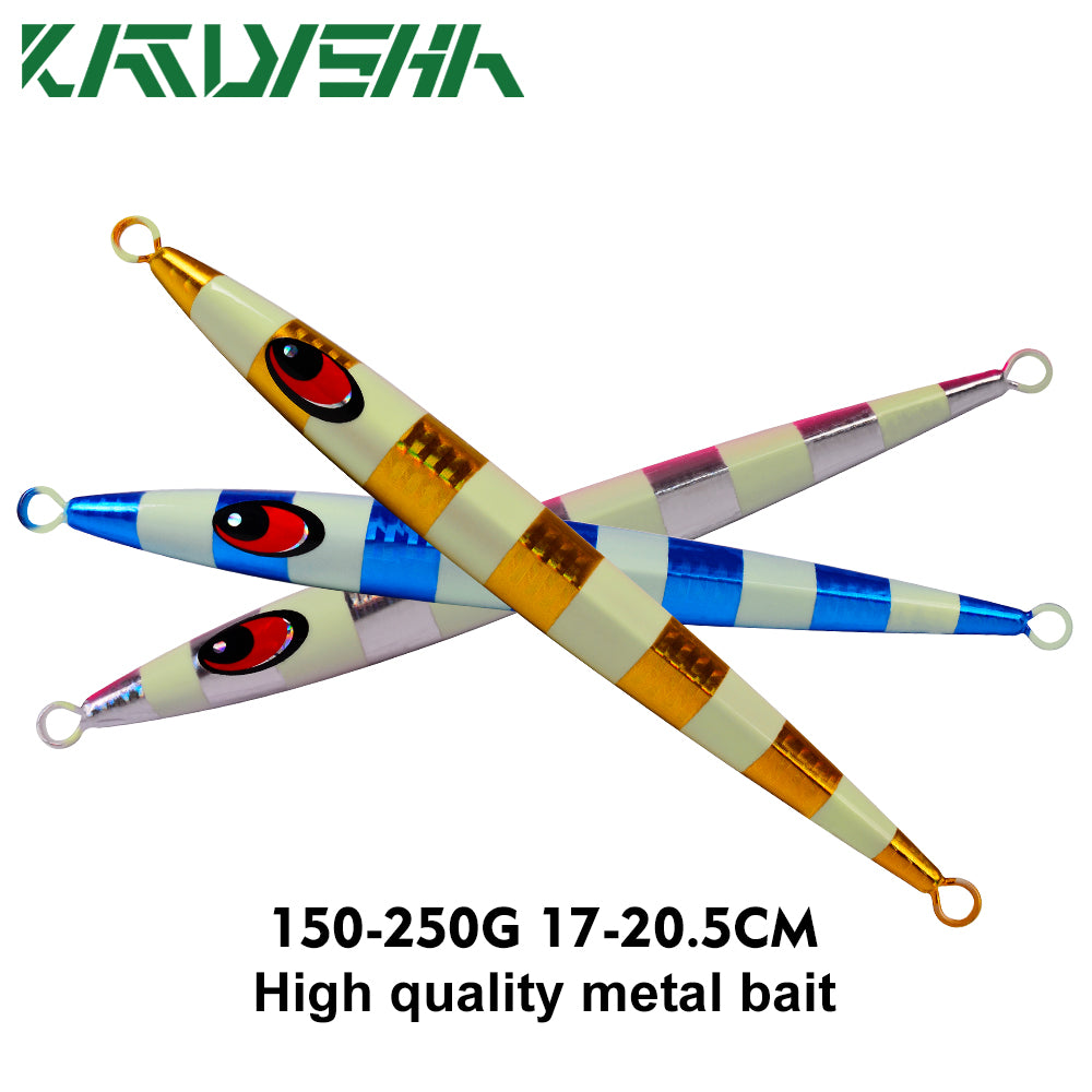 KATUYSHA 150g-200g-250g Long Throw Metal Lure Seawater Jigging Lure Glowing Sea Fishing Lure Boat Fishing Bait