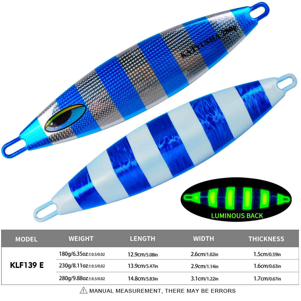 KATUYSHA 180-230-280g Long Throw Metal Lure Seawater Jigging Lure Boat Fishing Bait Glowing Sea Fishing Lure