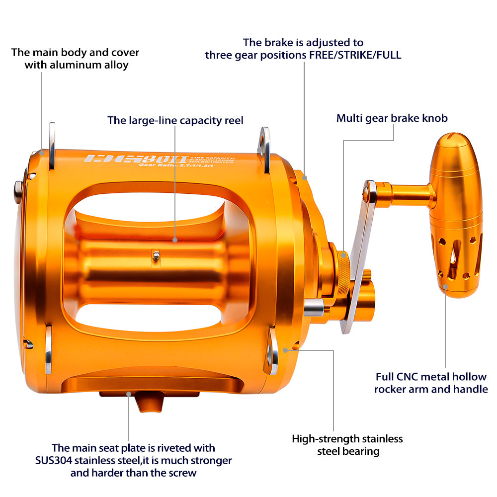 KATUYSHA DG80II Jigging Reel - 45KG Max Drag, Heavy - Duty Fishing Reel for Trolling