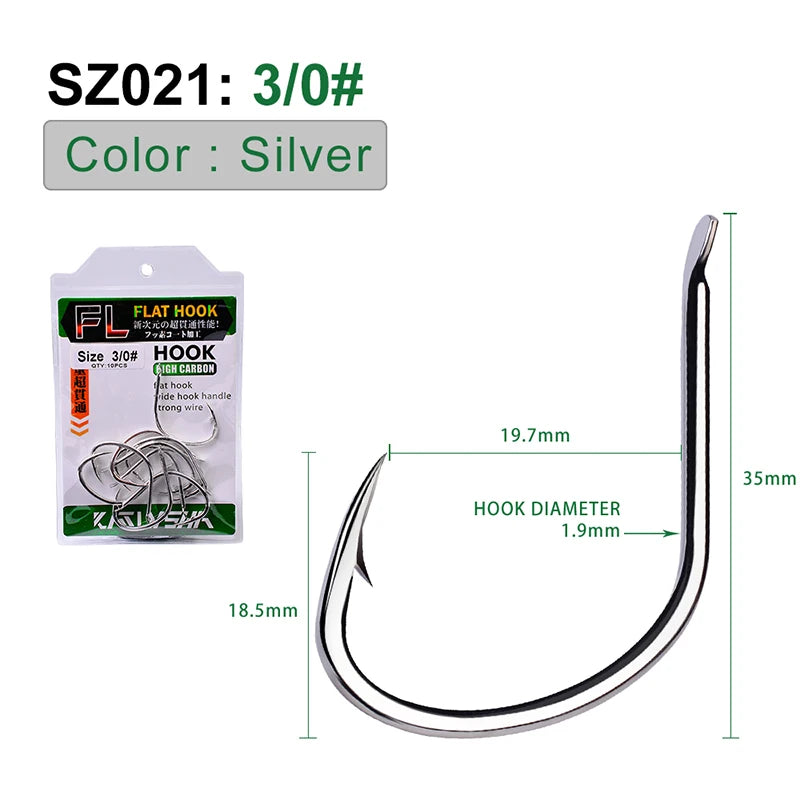 KATUYSHA 50Pcs Jig Hooks 1/0-2/0-3/0-4/0# High Carbon Fishing Hooks Steel Sea Pike Fishhooks Single Jigging Hooks Slow Pitch