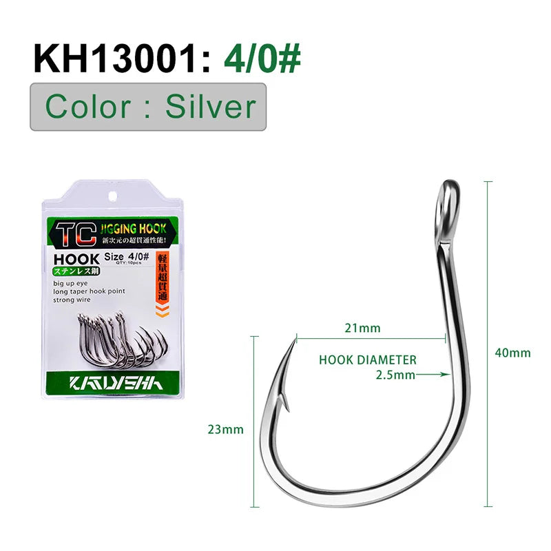 KATUYSHA 50Pcs Crank Jig Head Fishing Hooks 1/0-5/0# Barbed Single Circle Carp Hooks High Carbon Steel Fishhooks Fishing Tackle