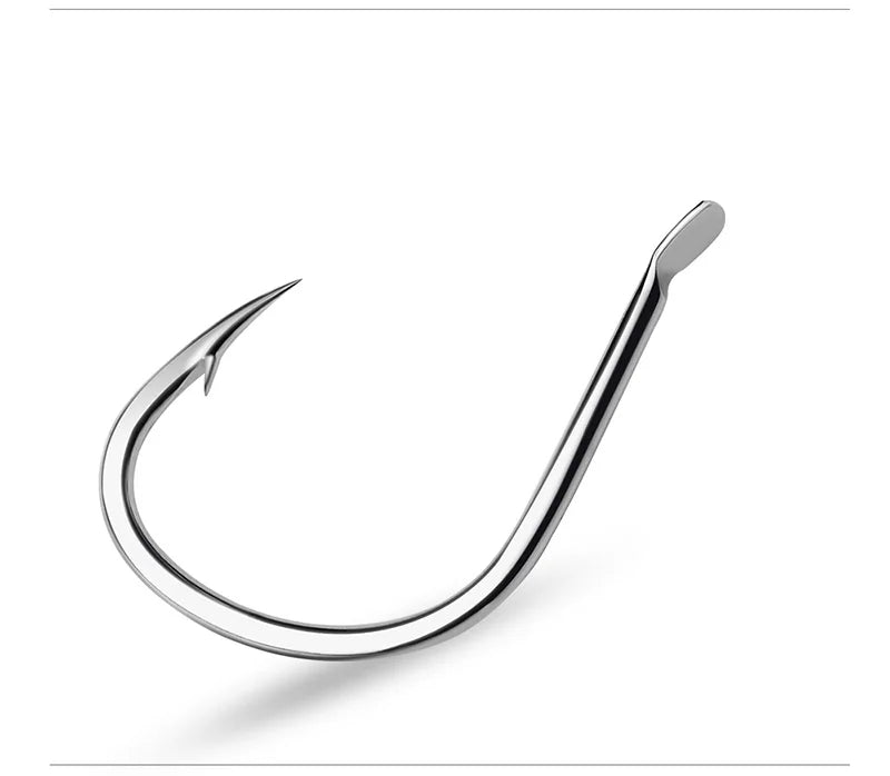 KATUYSHA 10Pcs Barbed Fishing Hooks1/0-5/0# Flatted Single Fishhooks High Carbon Steel Carp Hooks Set Accessories Tool Tackle