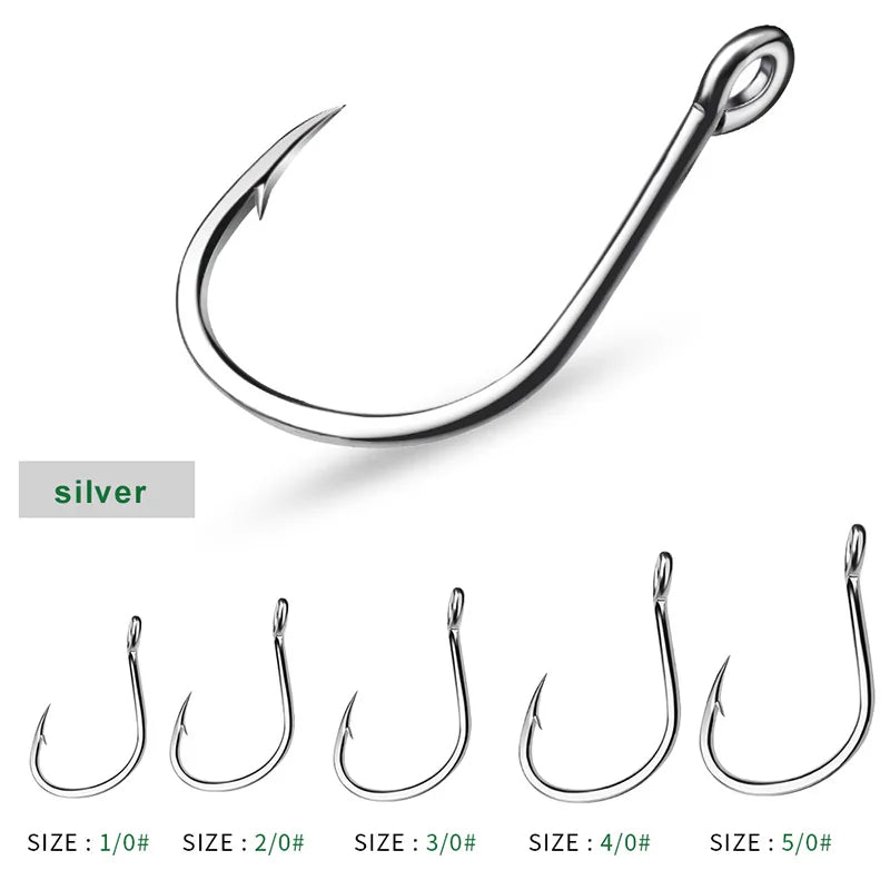 KATUYSHA 50Pcs Crank Jig Head Fishing Hooks 1/0-5/0# Barbed Single Circle Carp Hooks High Carbon Steel Fishhooks Fishing Tackle