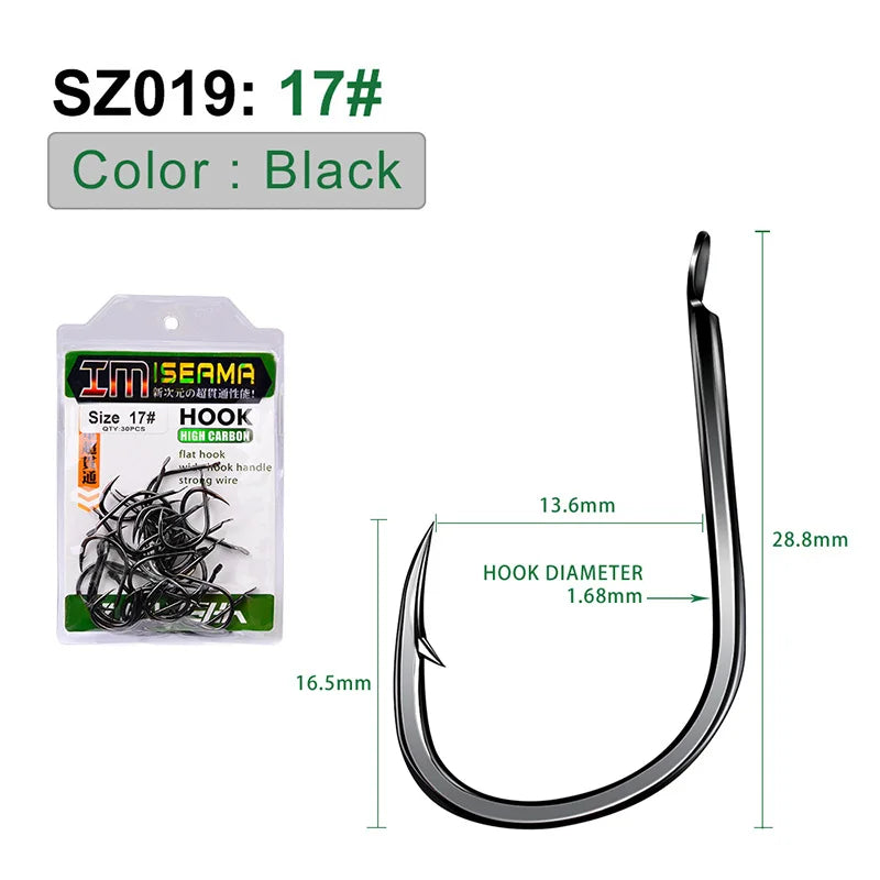 KATUYSHA 30Pcs High Carbon Steel Offset Barbed Fishhooks 11#-20# Flat Carp Fishing Hooks Single Jigging Hooks Accessories Tackle