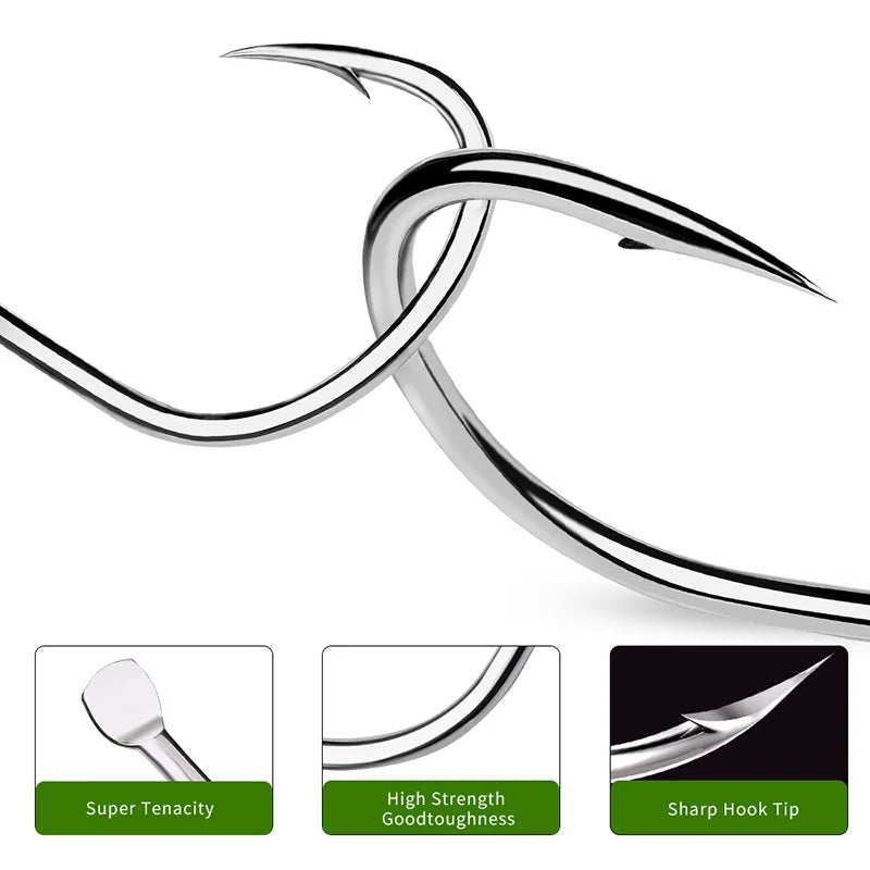 KATUYSHA 10Pcs Barbed Fishing Hooks1/0-5/0# Flatted Single Fishhooks High Carbon Steel Carp Hooks Set Accessories Tool Tackle
