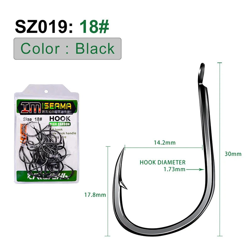 KATUYSHA 30Pcs High Carbon Steel Offset Barbed Fishhooks 11#-20# Flat Carp Fishing Hooks Single Jigging Hooks Accessories Tackle