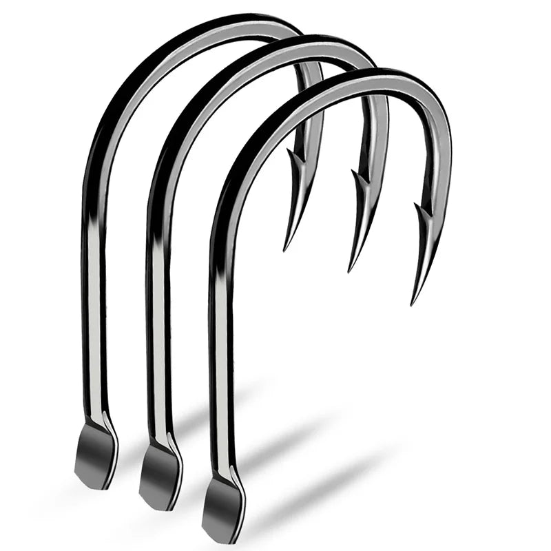KATUYSHA 30Pcs High Carbon Steel Offset Barbed Fishhooks 11#-20# Flat Carp Fishing Hooks Single Jigging Hooks Accessories Tackle