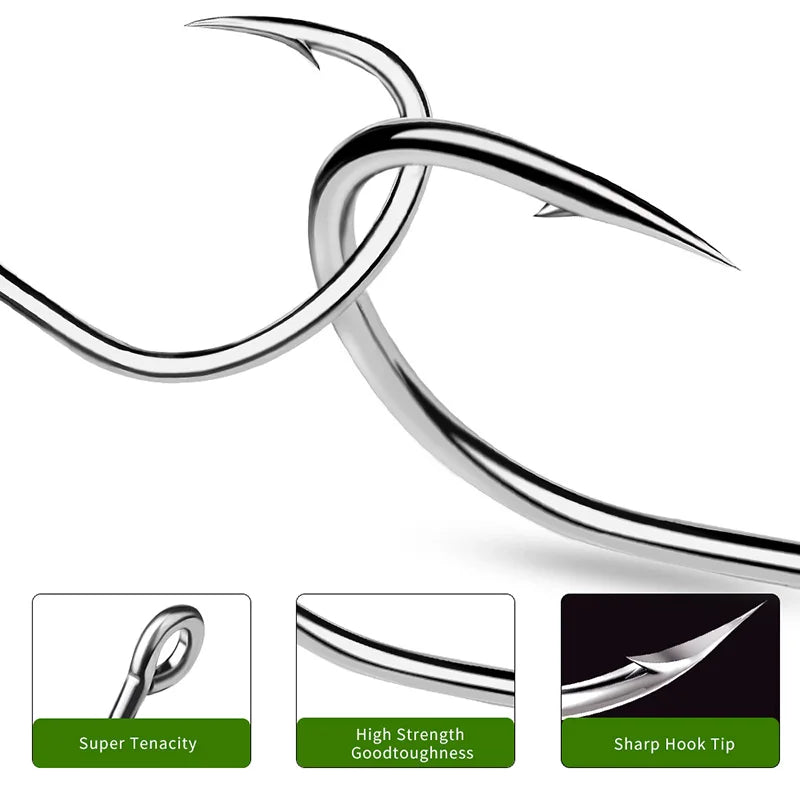 KATUYSHA 50Pcs Crank Jig Head Fishing Hooks 1/0-5/0# Barbed Single Circle Carp Hooks High Carbon Steel Fishhooks Fishing Tackle