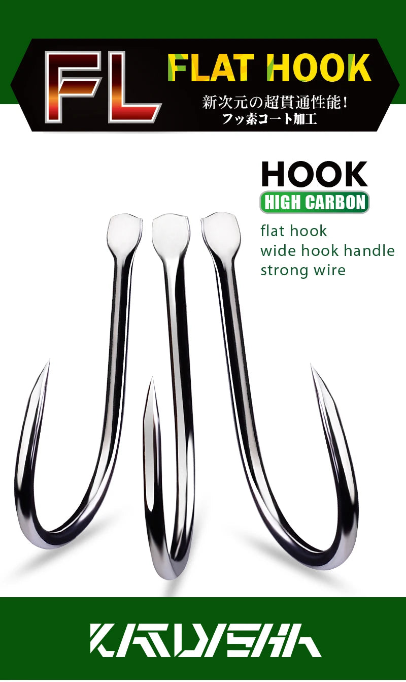 KATUYSHA 50Pcs Jig Hooks 1/0-2/0-3/0-4/0# High Carbon Fishing Hooks Steel Sea Pike Fishhooks Single Jigging Hooks Slow Pitch
