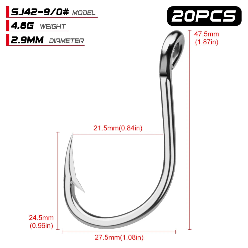 KATUYSHA Saltwater Fishing Hook SJ42 JIGGING HOOK 1/0#-13/0# Model Stainless Steel Fishhook