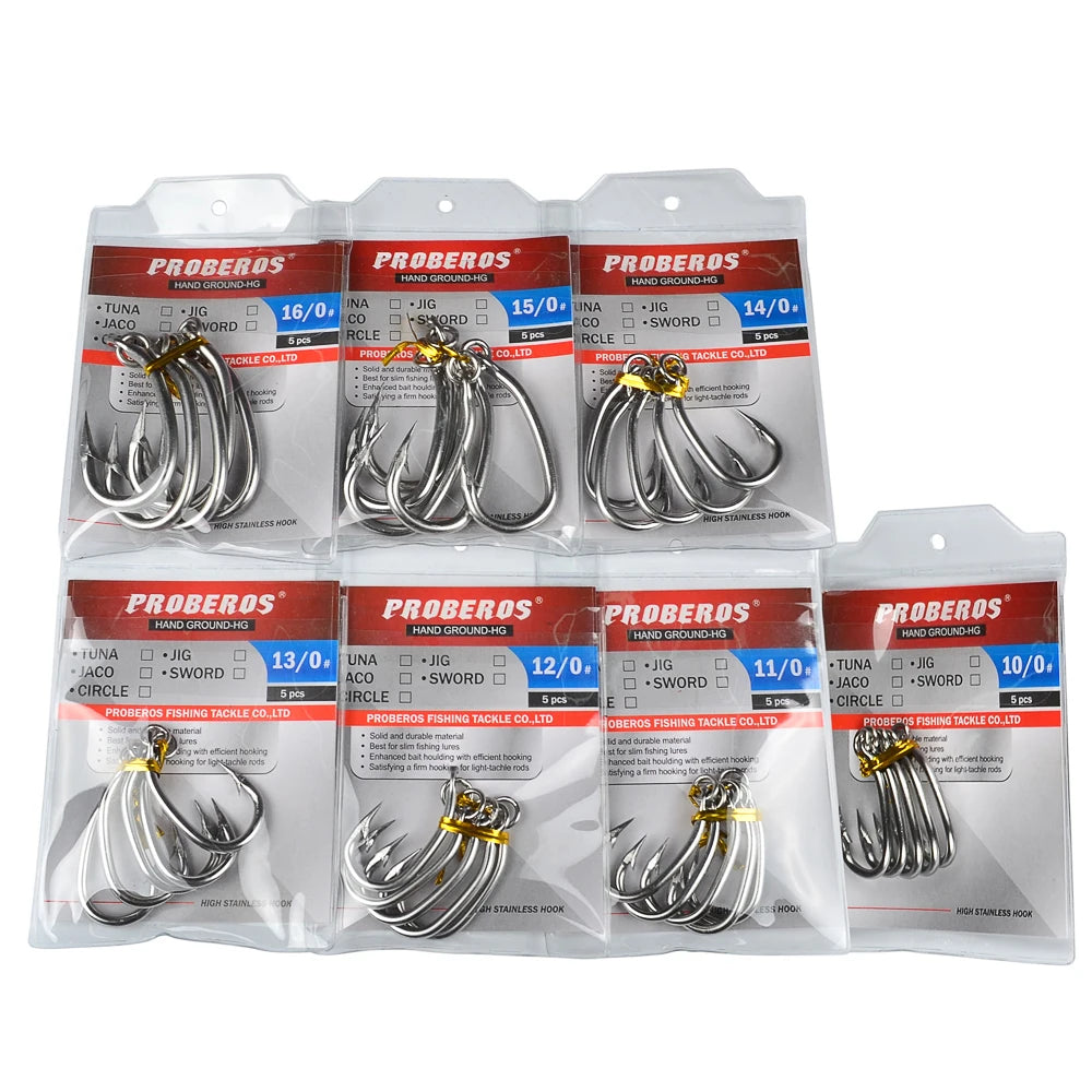 KATUYSHA 20Pcs Saltwater Fishing Hooks Tuna Hooks 10/0-11/0-12/0-13/0-14/0-15/0-16/0# Stainless Steel Fishhooks Jigging Hooks