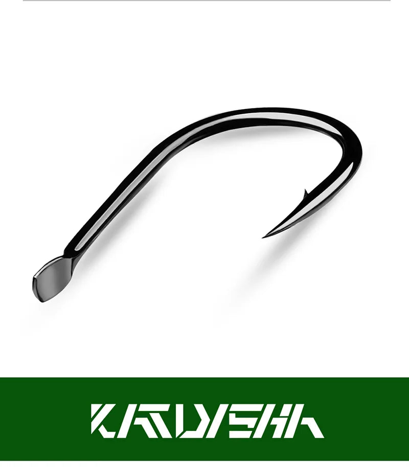 KATUYSHA 30Pcs High Carbon Steel Offset Barbed Fishhooks 11#-20# Flat Carp Fishing Hooks Single Jigging Hooks Accessories Tackle