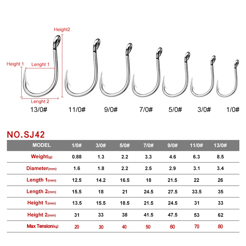 KATUYSHA Saltwater Fishing Hook SJ42 JIGGING HOOK 1/0#-13/0# Model Stainless Steel Fishhook