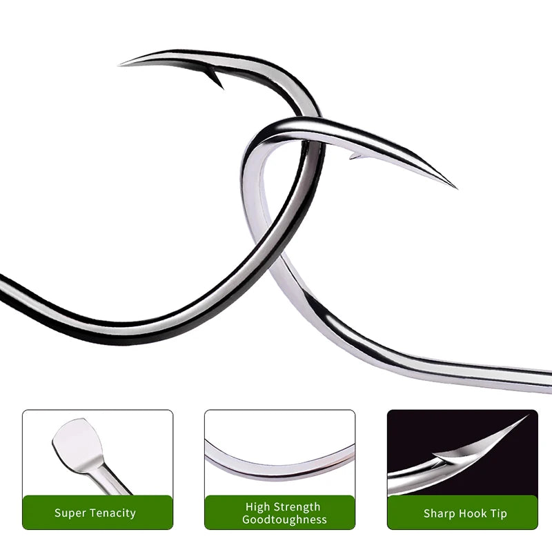 KATUYSHA 50Pcs Jig Hooks 1/0-2/0-3/0-4/0# High Carbon Fishing Hooks Steel Sea Pike Fishhooks Single Jigging Hooks Slow Pitch
