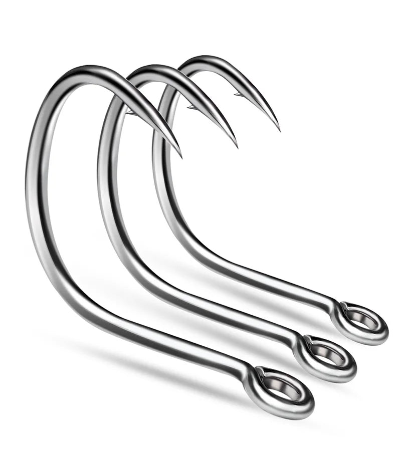 KATUYSHA 50Pcs Crank Jig Head Fishing Hooks 1/0-5/0# Barbed Single Circle Carp Hooks High Carbon Steel Fishhooks Fishing Tackle