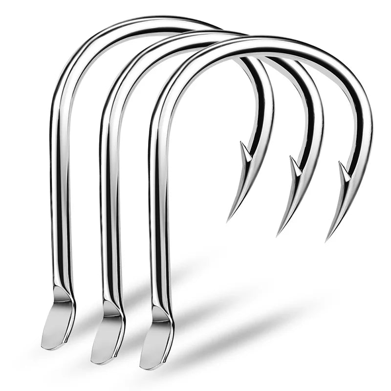 KATUYSHA 10Pcs Barbed Fishing Hooks1/0-5/0# Flatted Single Fishhooks High Carbon Steel Carp Hooks Set Accessories Tool Tackle