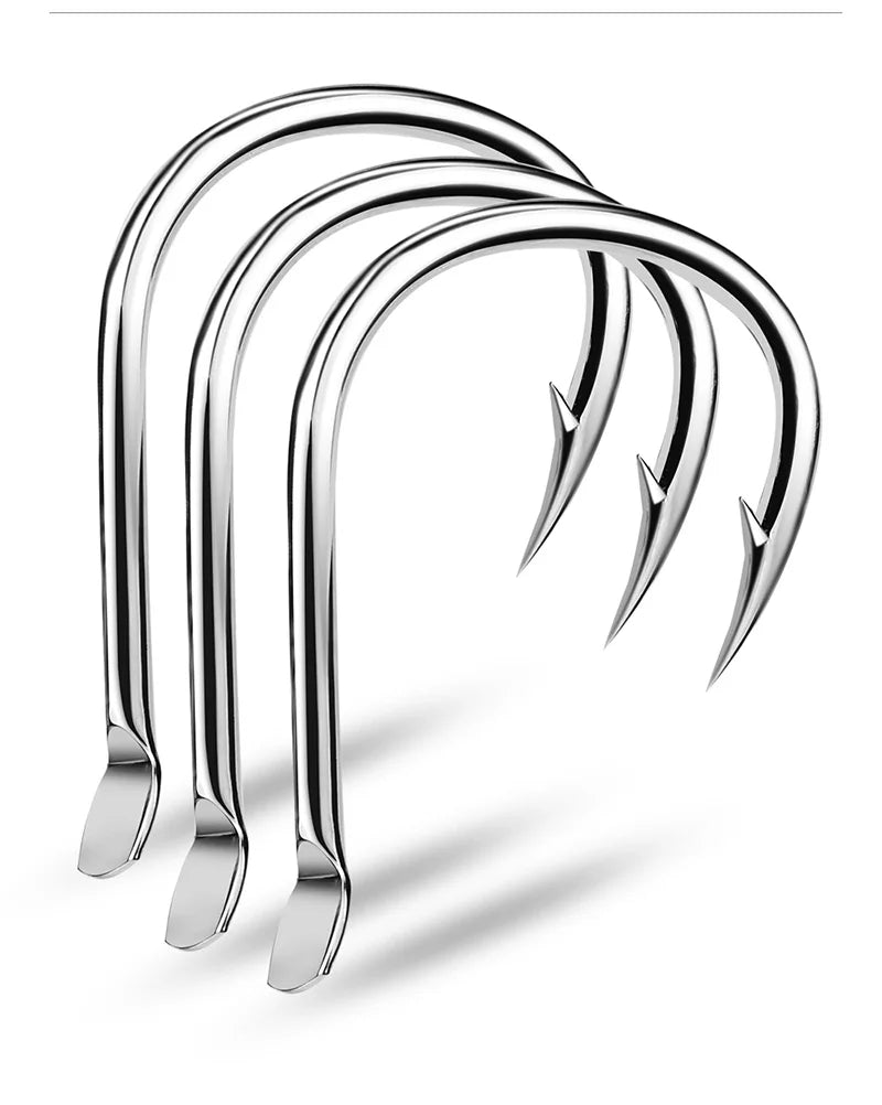 KATUYSHA 10Pcs Barbed Fishing Hooks1/0-5/0# Flatted Single Fishhooks High Carbon Steel Carp Hooks Set Accessories Tool Tackle