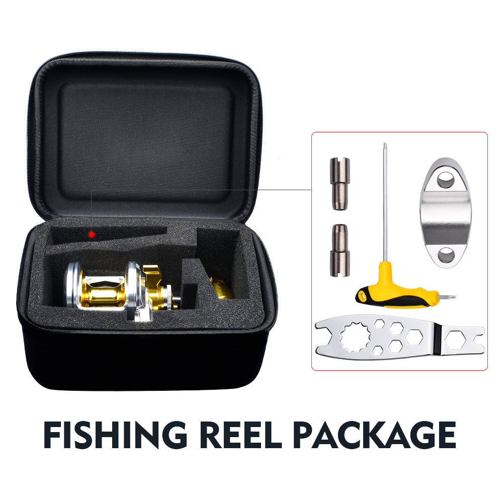 KATUYSHA N12L/R03 Silver - Gold Jigging Reel - 40KG Max Drag, Perfect for Fishing & Trolling