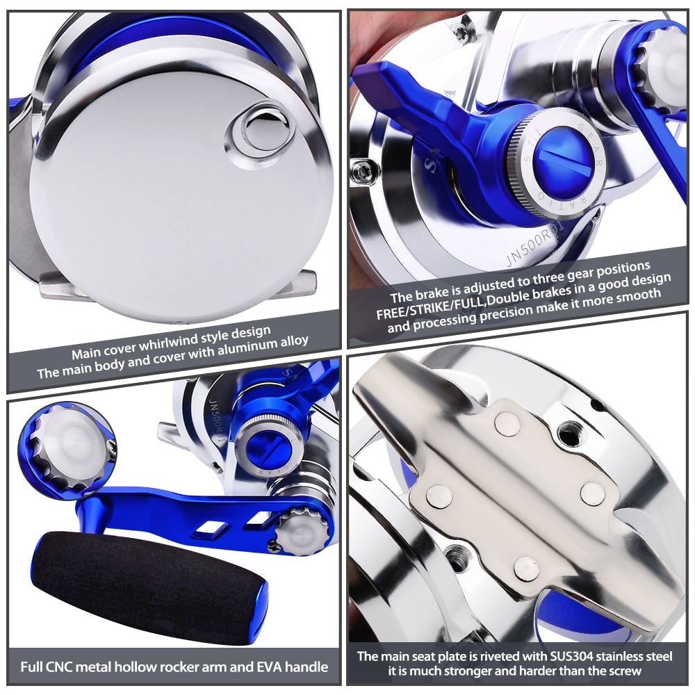 KATUYSHA JN500 L/R01 Jigging Reels - CNC Precision Fishing Reels, 40KG Max Drag Trolling Reels