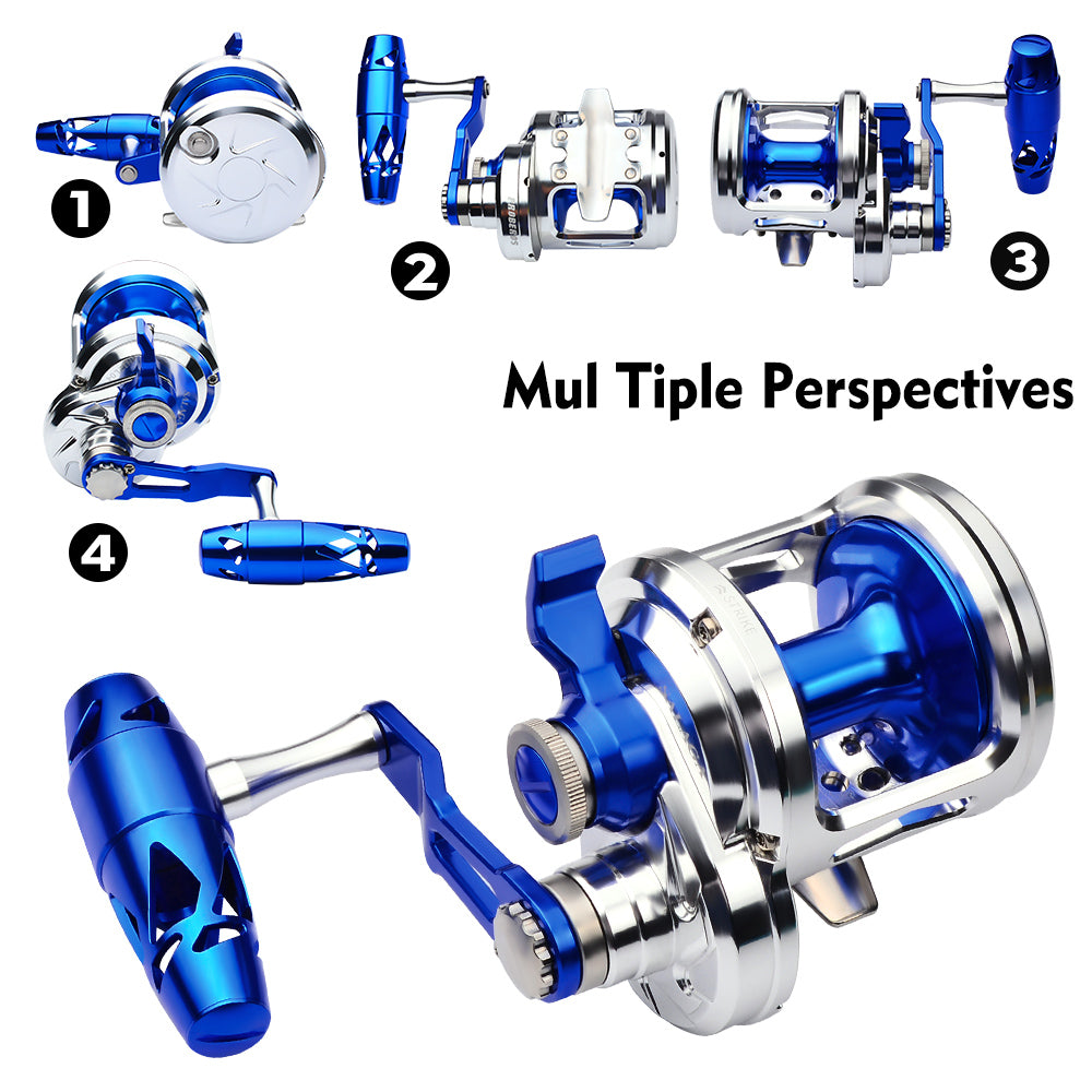 KATUYSHA JN12L/R04 Silver - Blue Jigging Reel: 40KG Max Drag for Fishing & Trolling