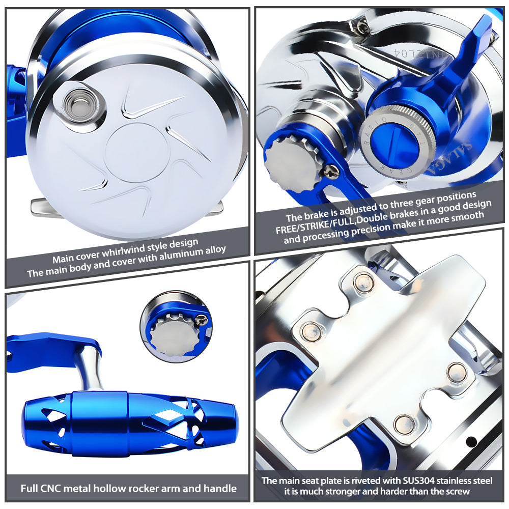KATUYSHA JN12L/R04 Silver - Blue Jigging Reel: 40KG Max Drag for Fishing & Trolling