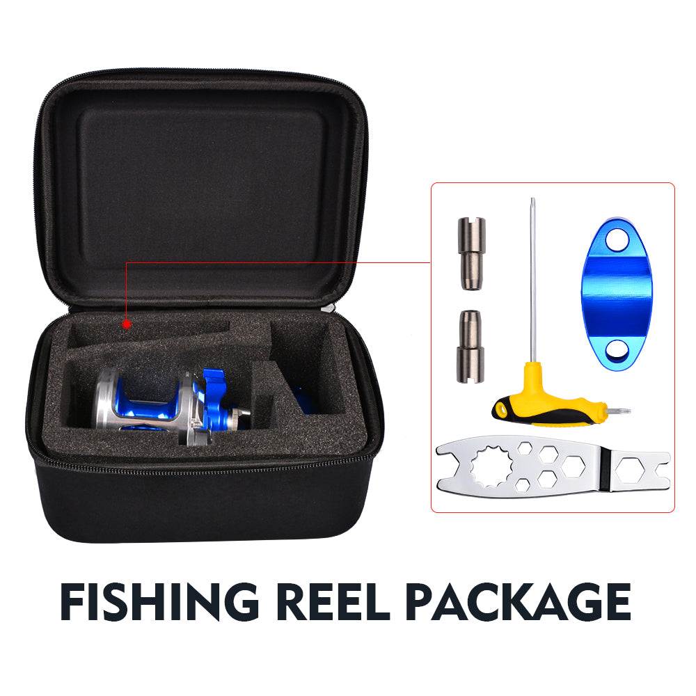 KATUYSHA JN12L/R04 Silver - Blue Jigging Reel: 40KG Max Drag for Fishing & Trolling