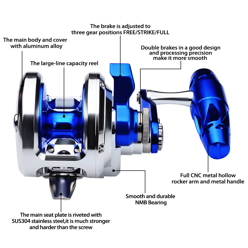 KATUYSHA All Aluminum Saltwater Jigging Reels CNC Precision Processed Fishing Reels 500 Size Trolling Reels