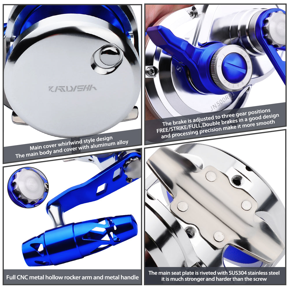 KATUYSHA All Aluminum Saltwater Jigging Reels CNC Precision Processed Fishing Reels 500 Size Trolling Reels