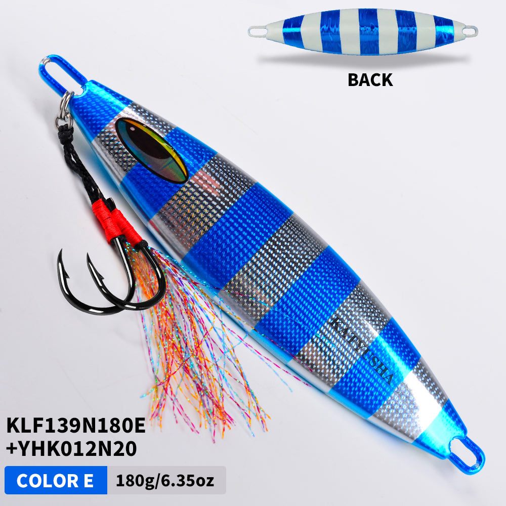 KATYUSHA 180-230-280g Long Throw Metal Lure with Assist Hook Seawater Jigging Lure Boat Fishing Bait Glowing Sea Fishing Lure