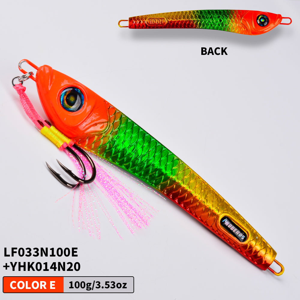 KATYUSHA Metal Jig Lure, 60g-200g, with Assist Hook Saltwater Vertical Jigging Bait, Realistic Holographic Fish Design